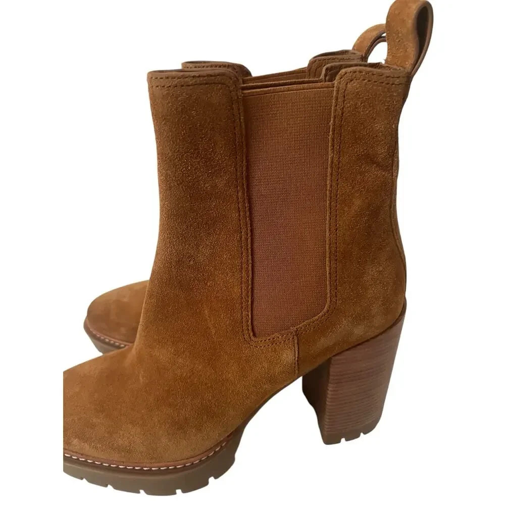 Tory Burch Chelsea 70MM Suede Lug Sole Boots Size 9